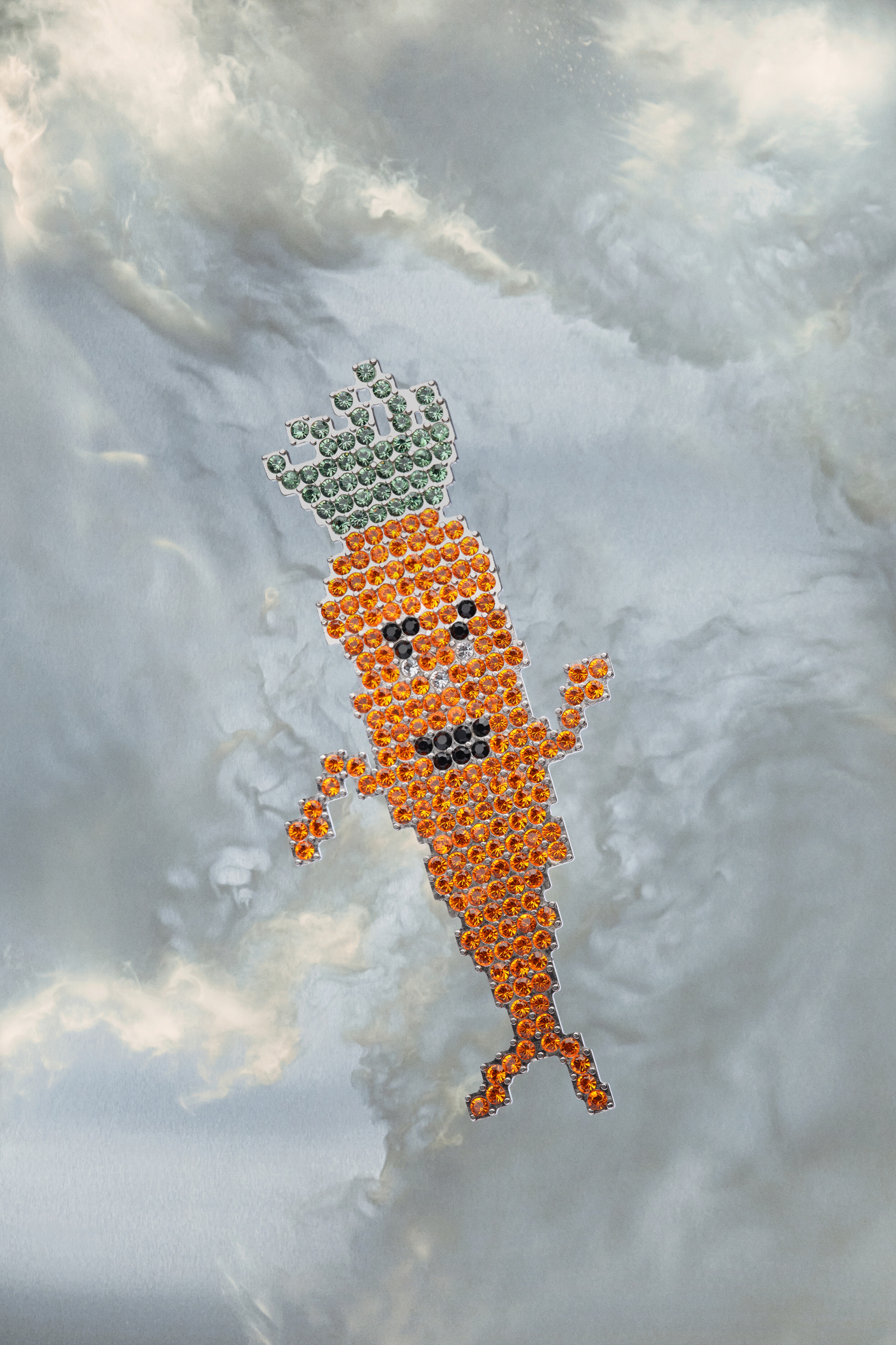 Carrot rhinestone brooch - 1