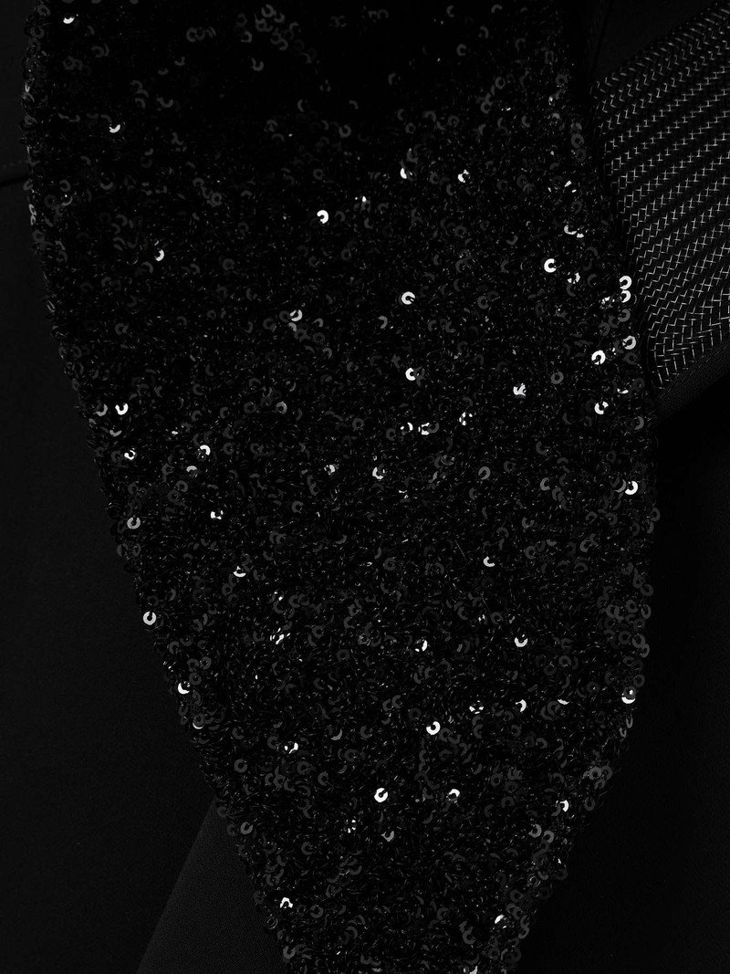 Pantheon Wave ruffled mesh-trimmed sequin-embellished crepe gown Black 4