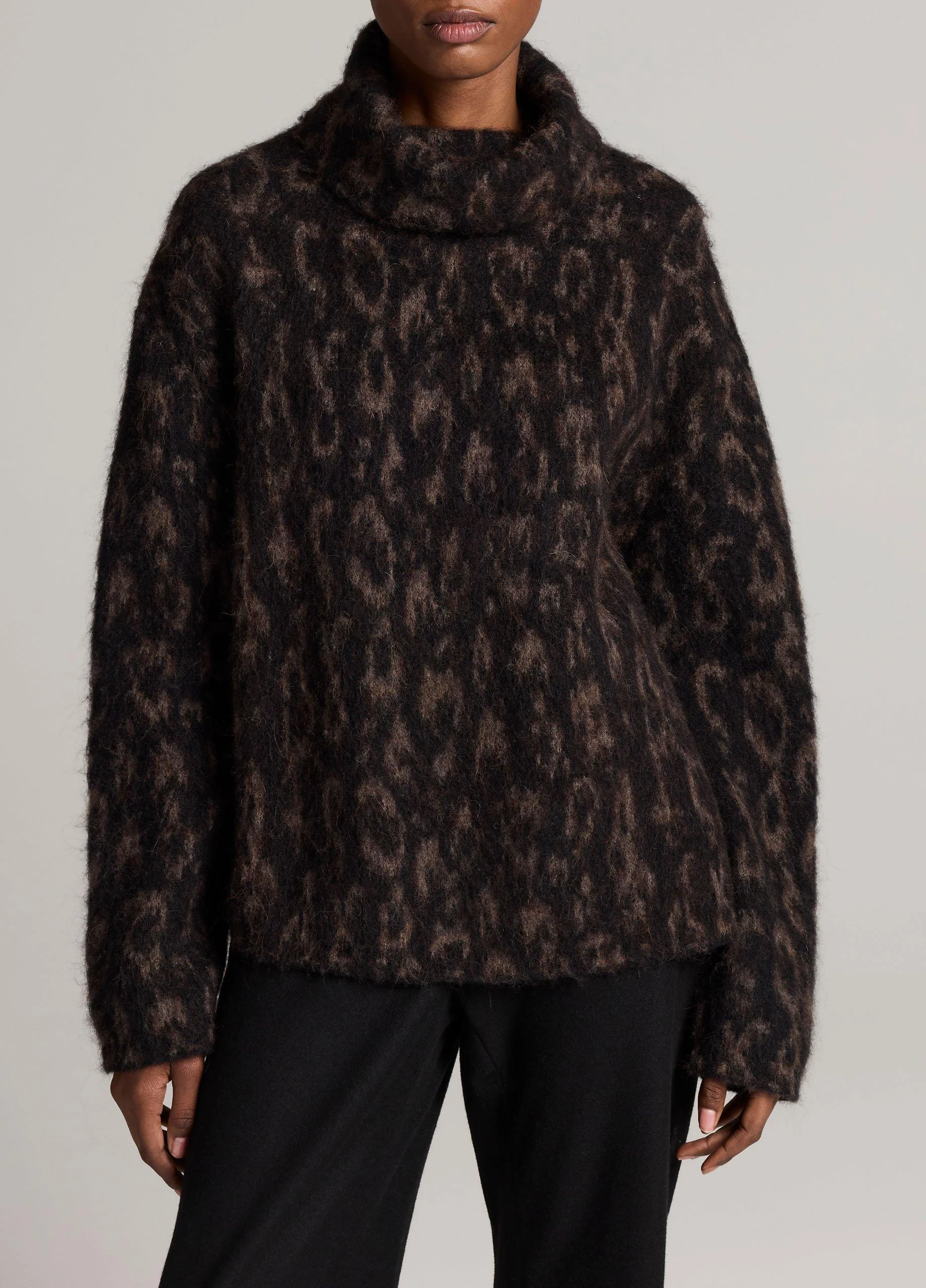 Jacquard Oversized Turtleneck Sweater - 1