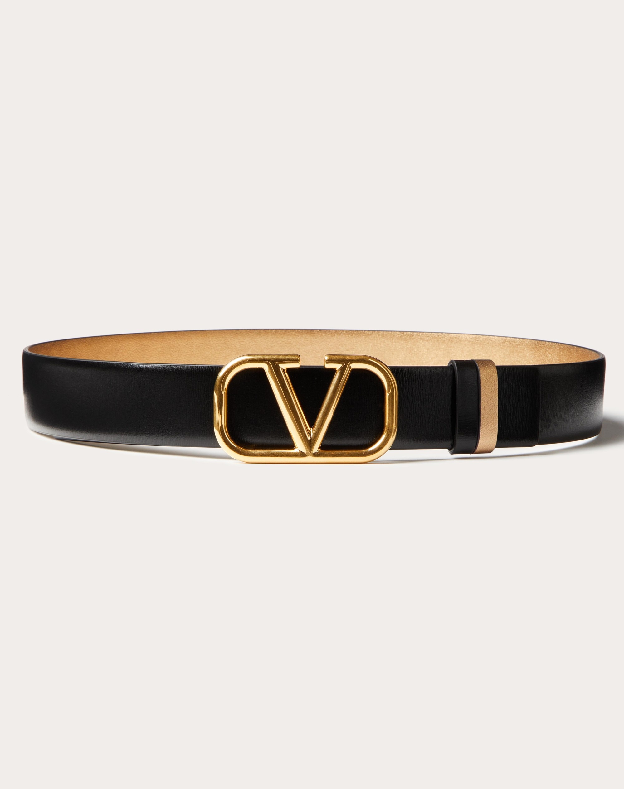 VLOGO SIGNATURE REVERSIBLE BELT IN SHINY AND METALLIC CALFSKIN 30MM - 1