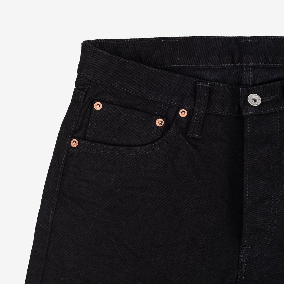 IH-666S-142bb 14oz Selvedge Denim Slim Straight Cut Jeans - Black/Black - 6