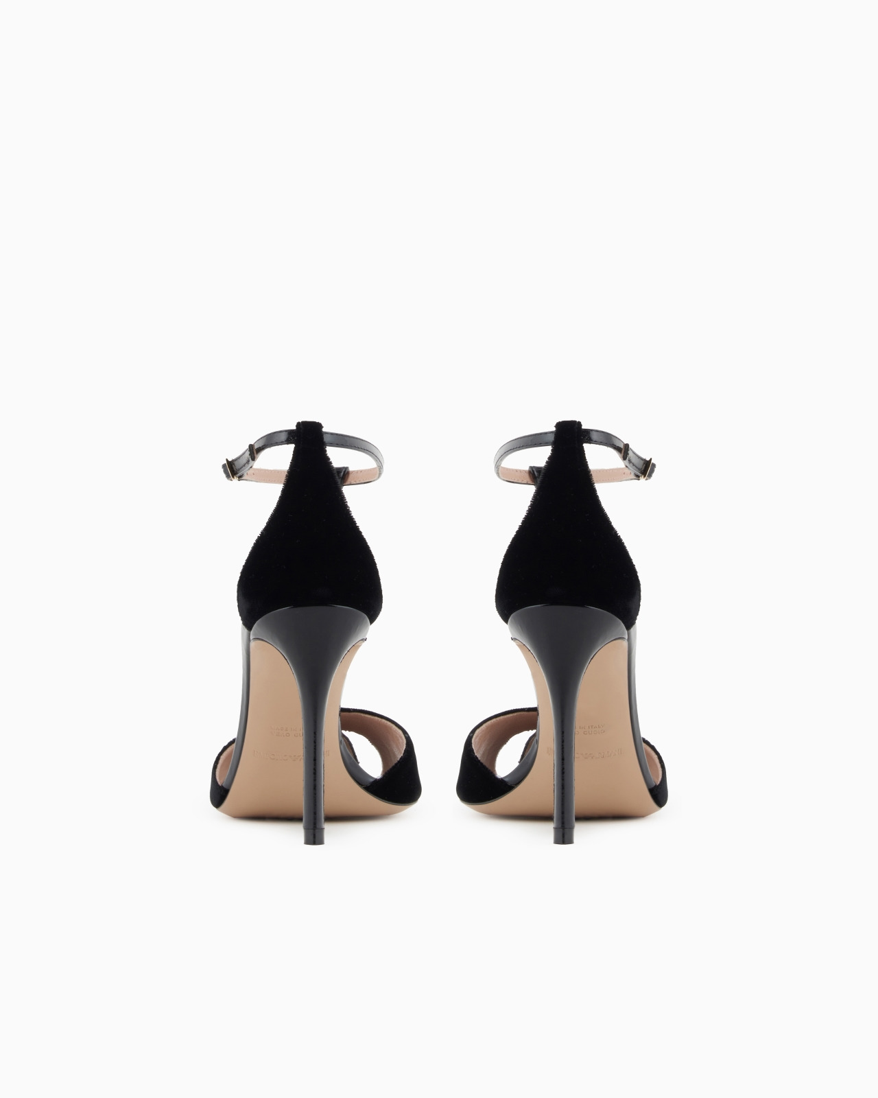 VELVET AND PATENT-LEATHER T-BAR HEELED SANDALS - 4