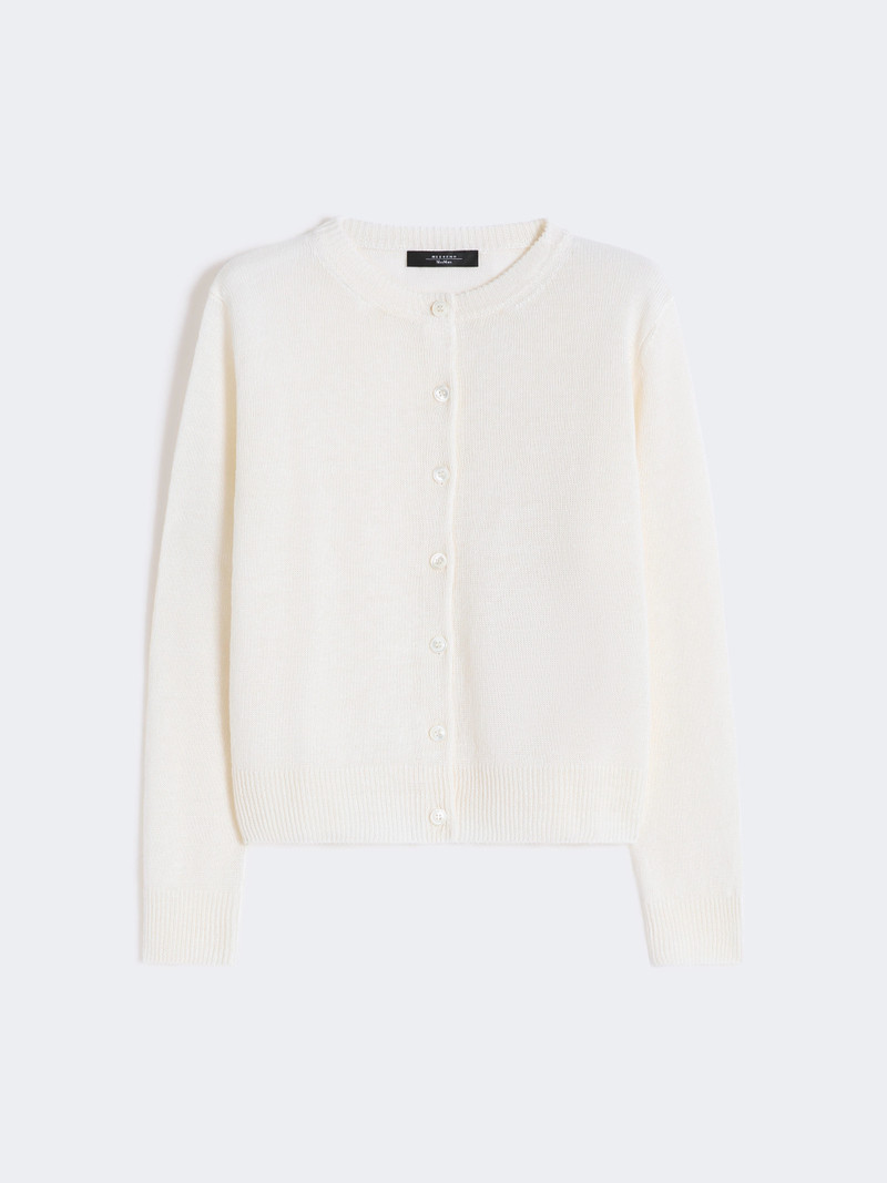 BADIA Linen yarn classic cardigan - ECRU 1