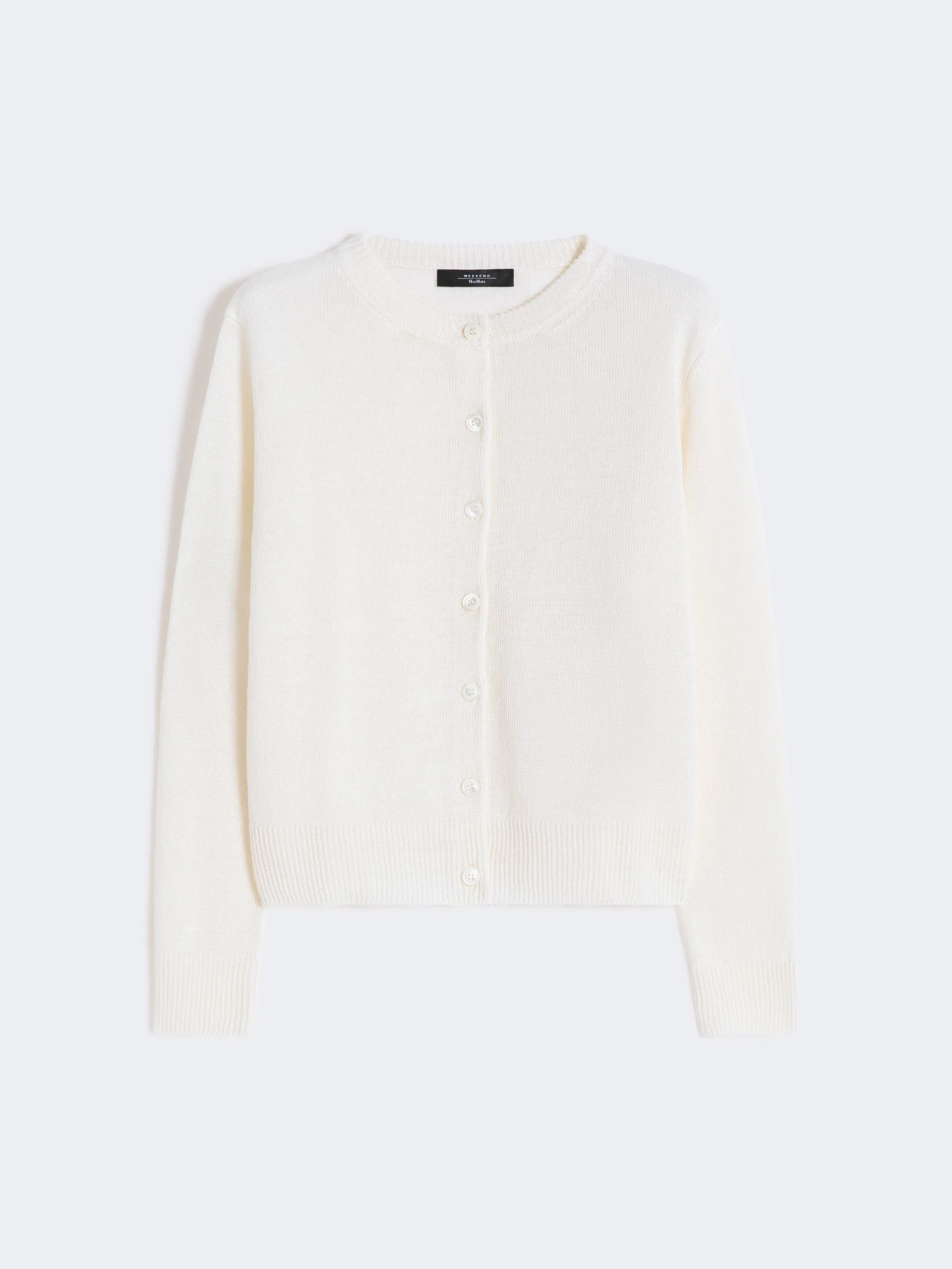 Linen yarn classic cardigan - ECRU - 1