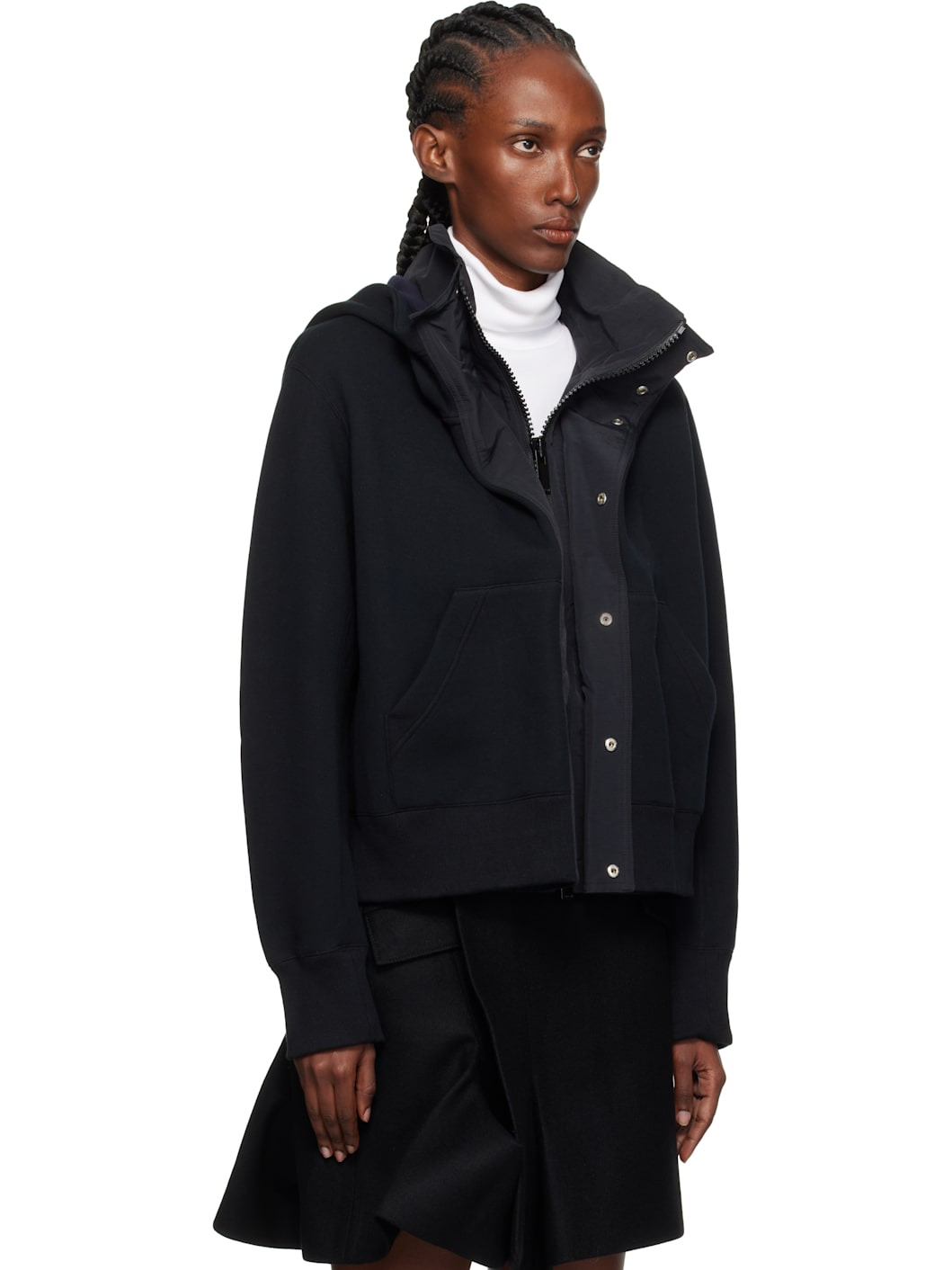 Black Sponge Sweat x Grosgrain Hoodie - 2
