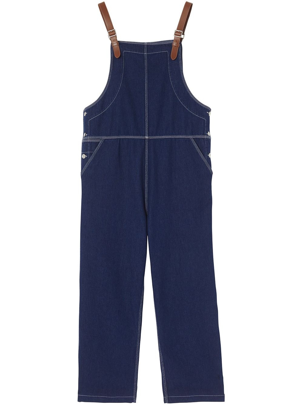 topstitch denim jumpsuit - 1