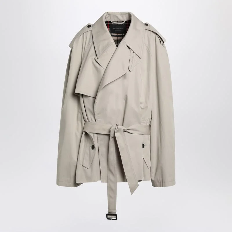 Balenciaga Cropped Trench Coat In Twill - 1