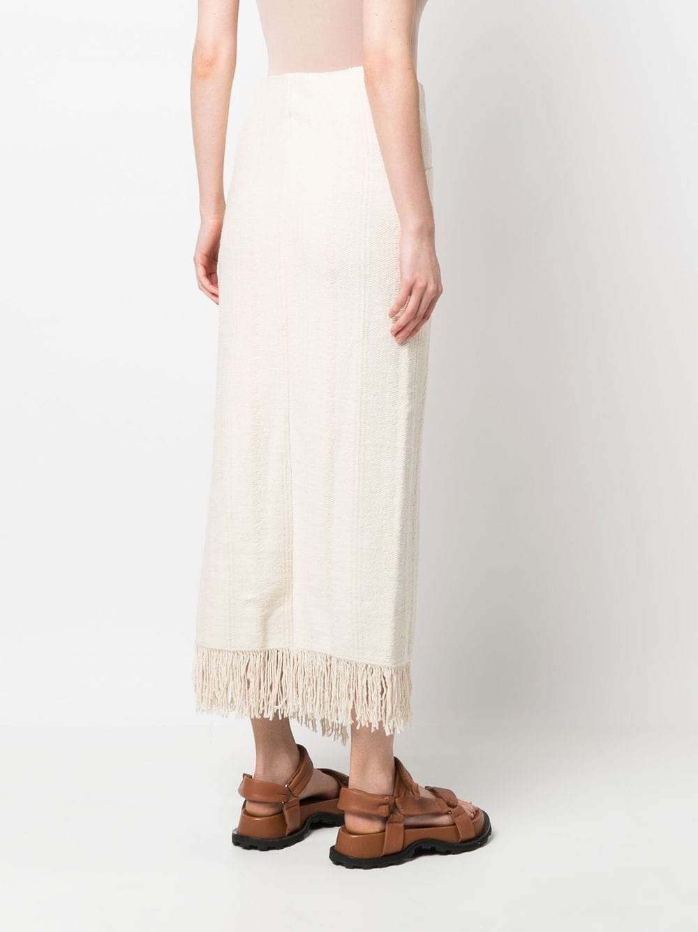 fringed wrap-effect midi skirt - 4