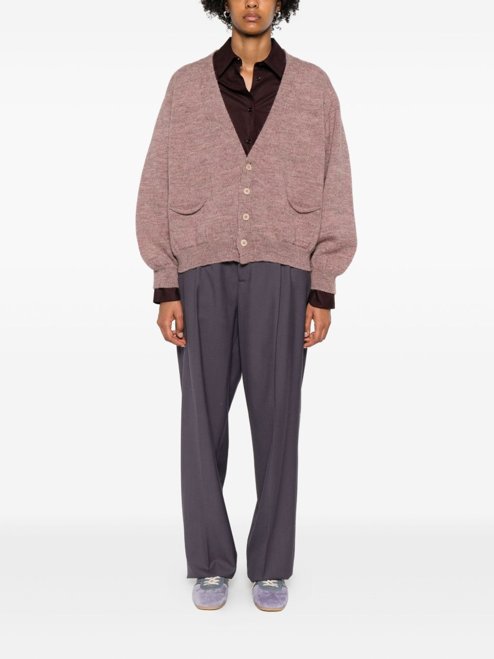 patch-pocket button cardigan - 3