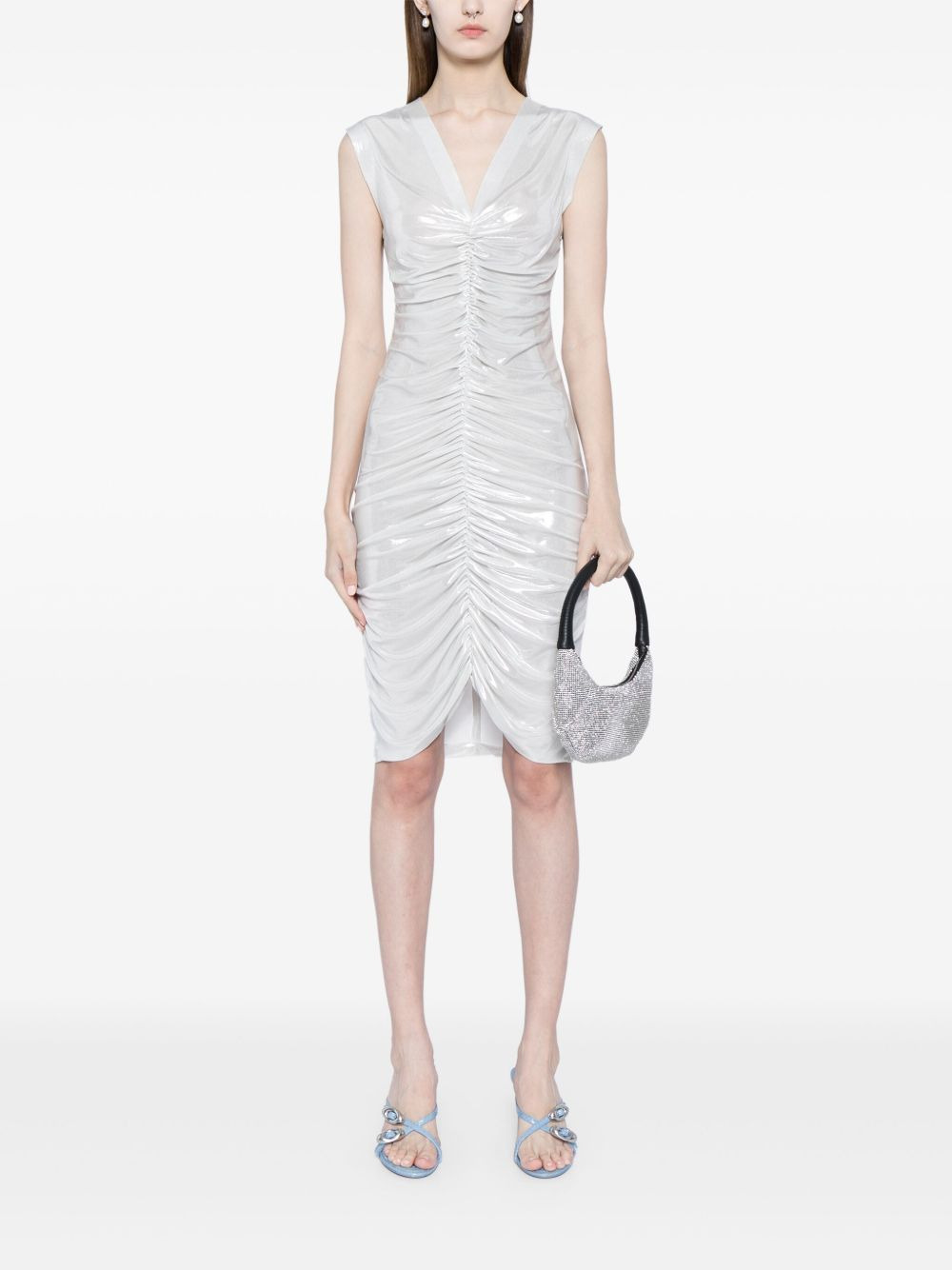 shirred-effect ruched dress - 2