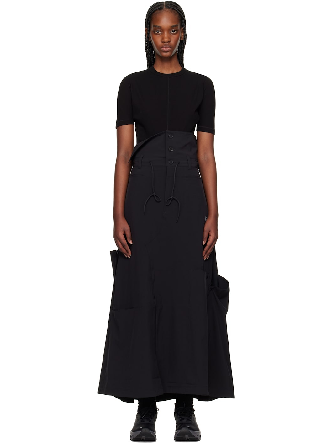 Black Vent Midi Skirt - 1