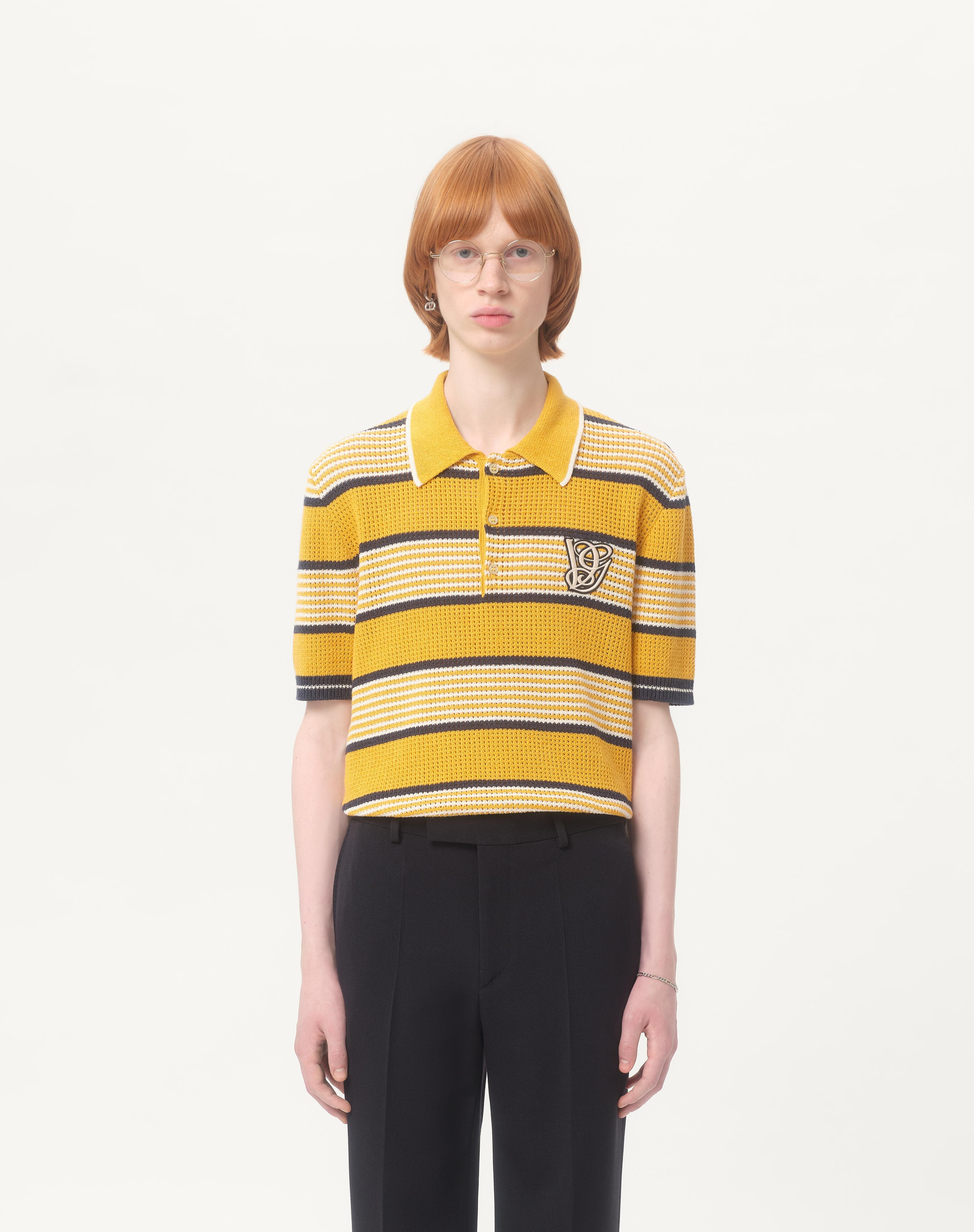 LONG-SLEEVED LINEN AND COTTON POLO SHIRT WITH VG PATCH - 4
