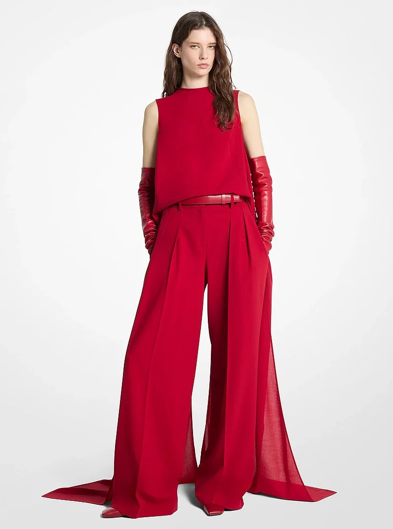 Stretch Wool Pleated Slouch Trousers - 1