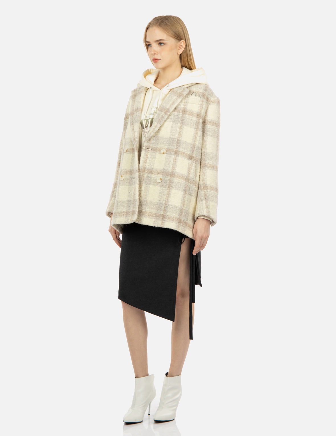 Gradient Logo Embroidery Plaid Blazer - 4