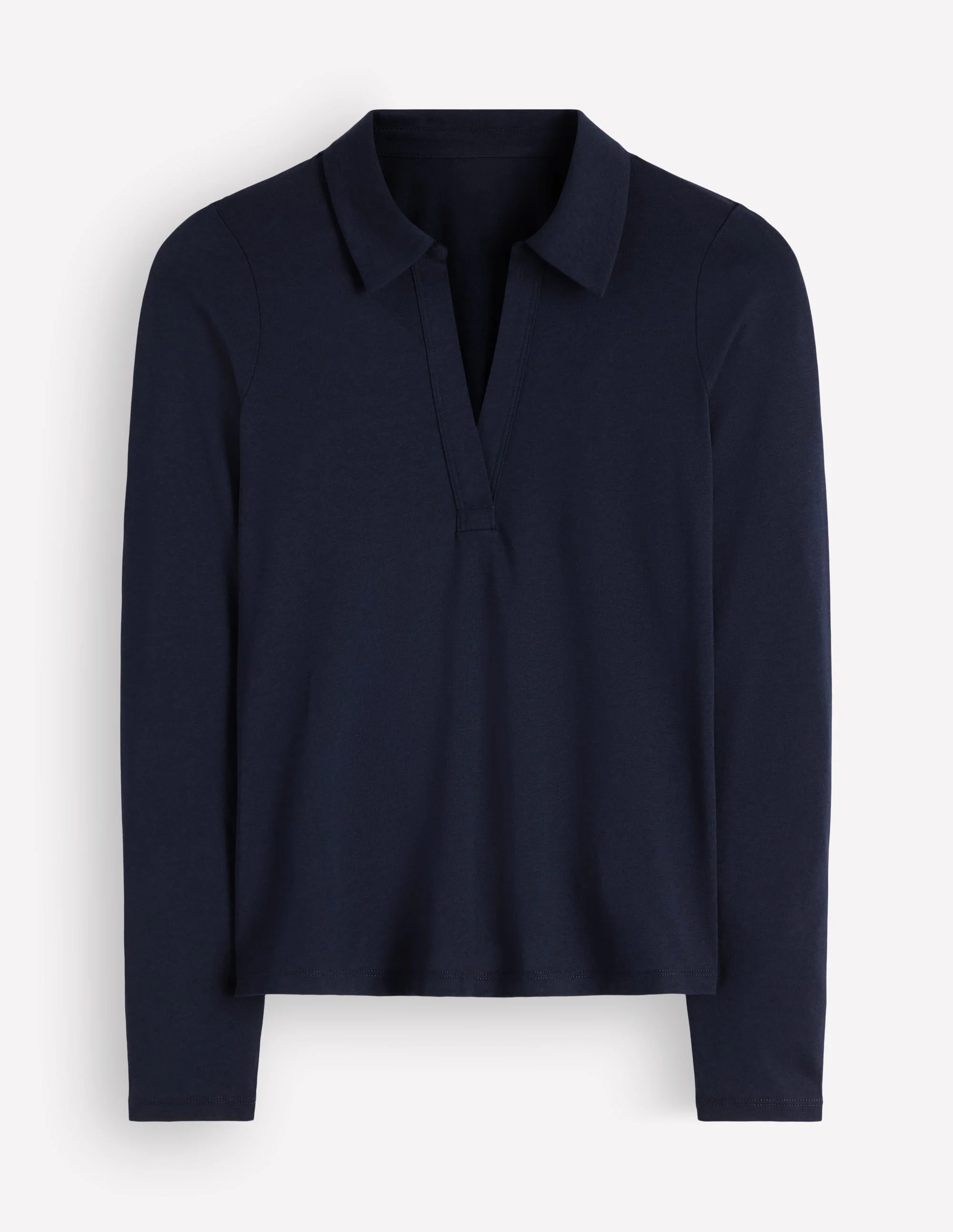 Open Collar Notch Neck-Navy - 1