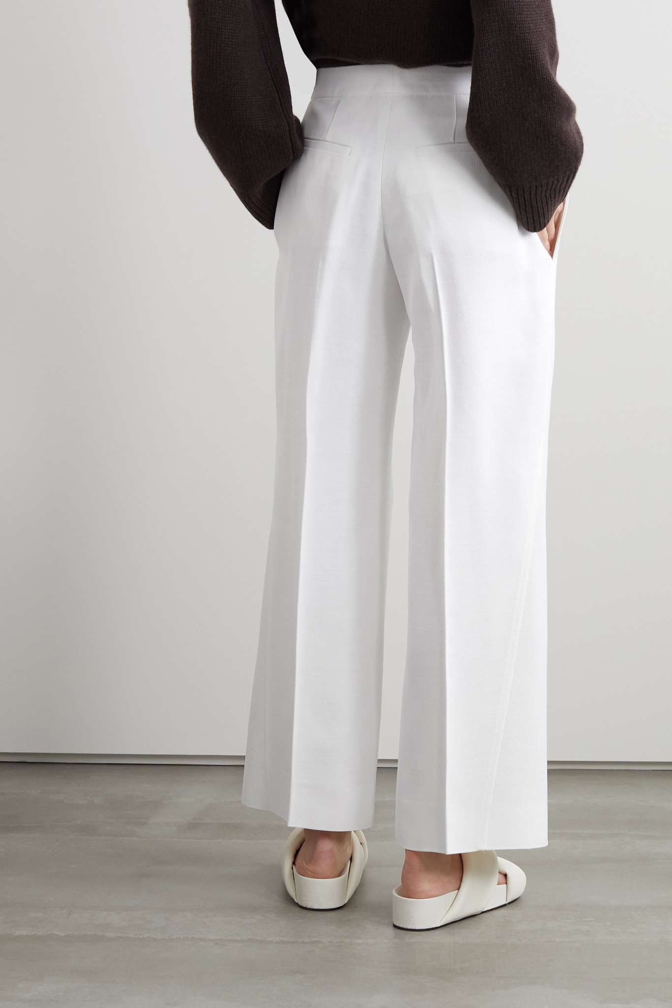 Pleated woven straight-leg pants - 3