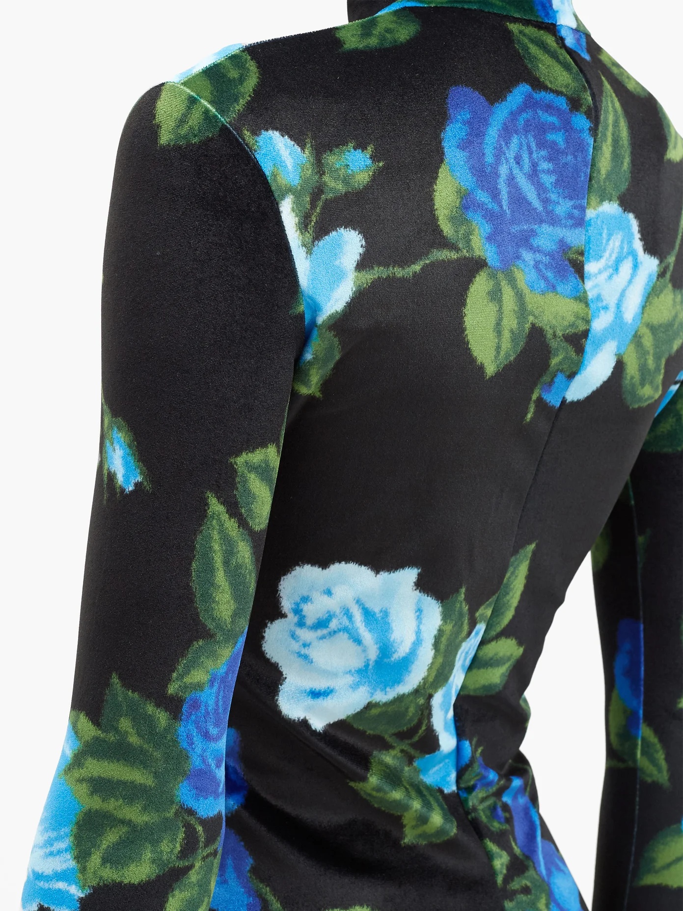 High-neck floral-print velvet top - 4