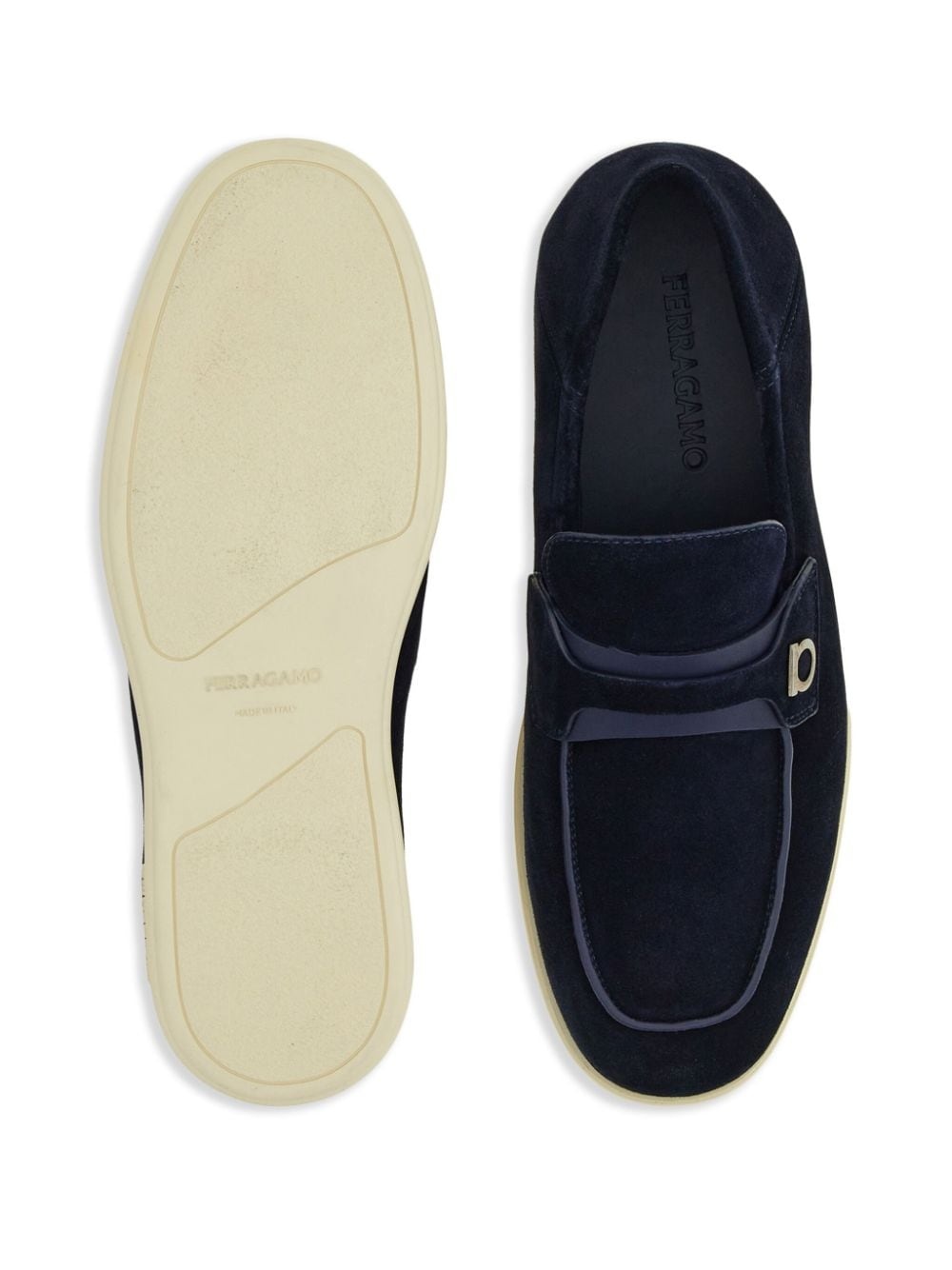 Deconstructed Gancini-detailed suede loafers - 5