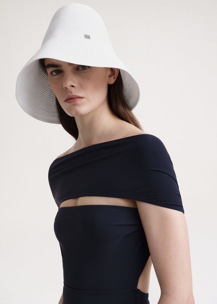 Woven paper straw hat white - 3