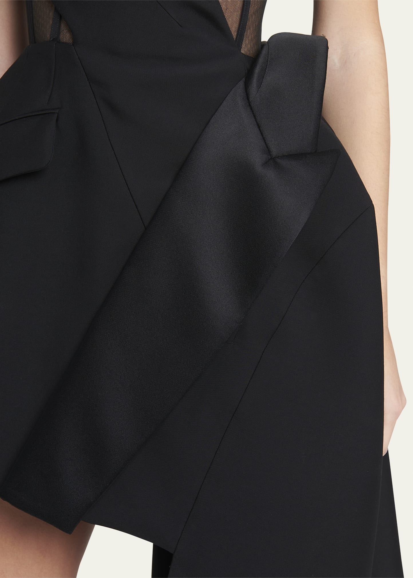 Alexander McQueen Asymmetric Drape Leather Bustier Mini Dress