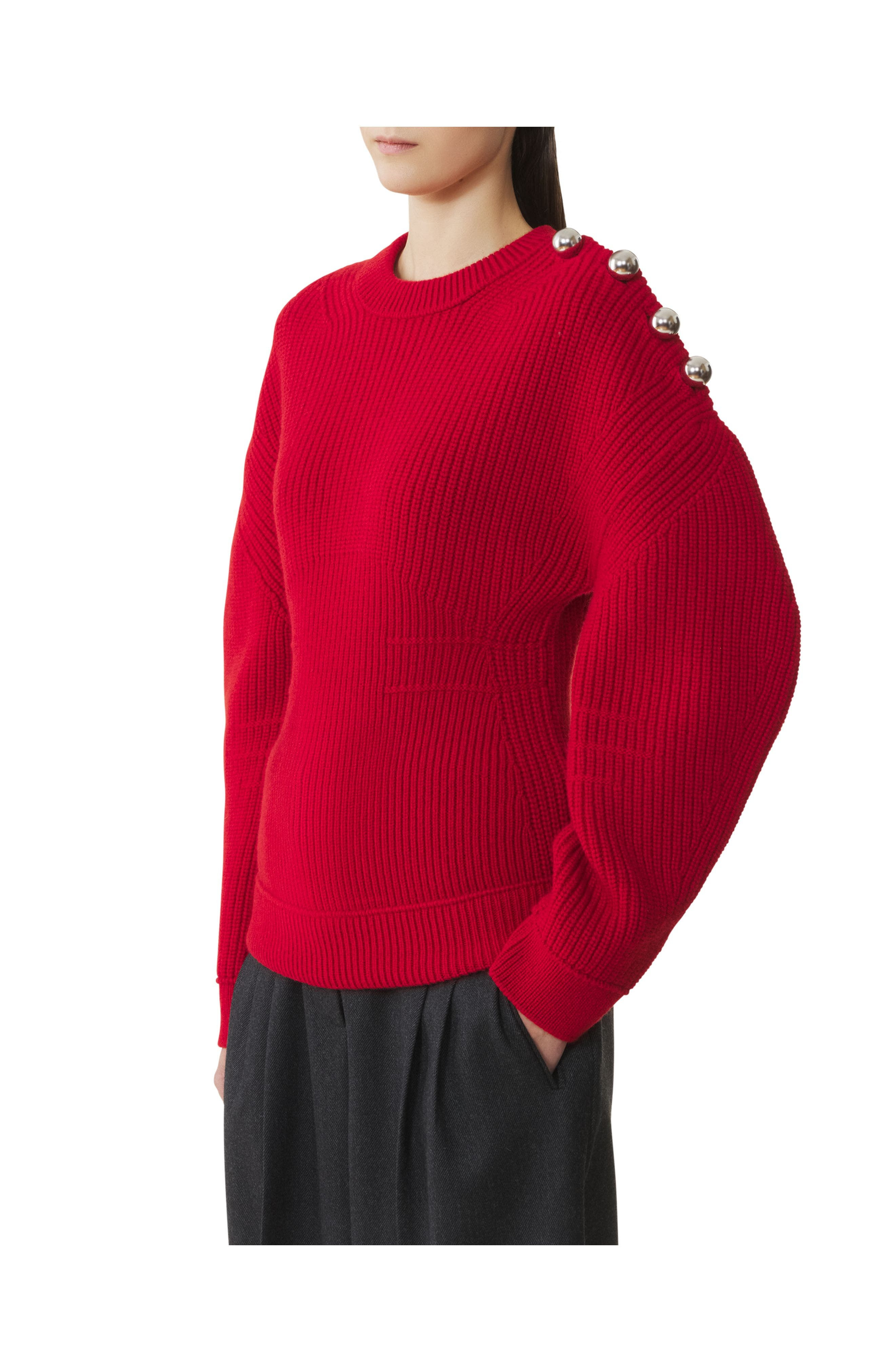 Lanvin Wool Ribbed Sweater in Red Anemone at Nordstrom - 3