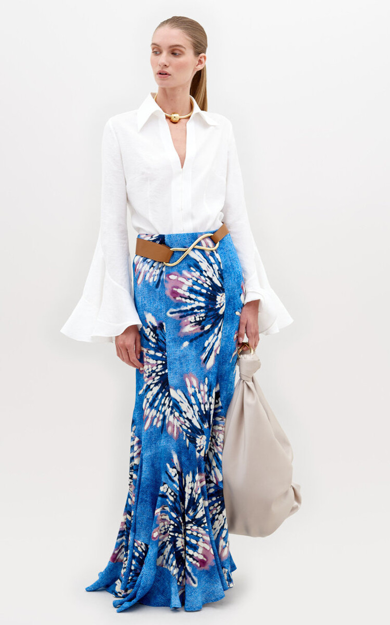 SILVIA TCHERASSI Florina Printed Maxi Skirt blue outlook