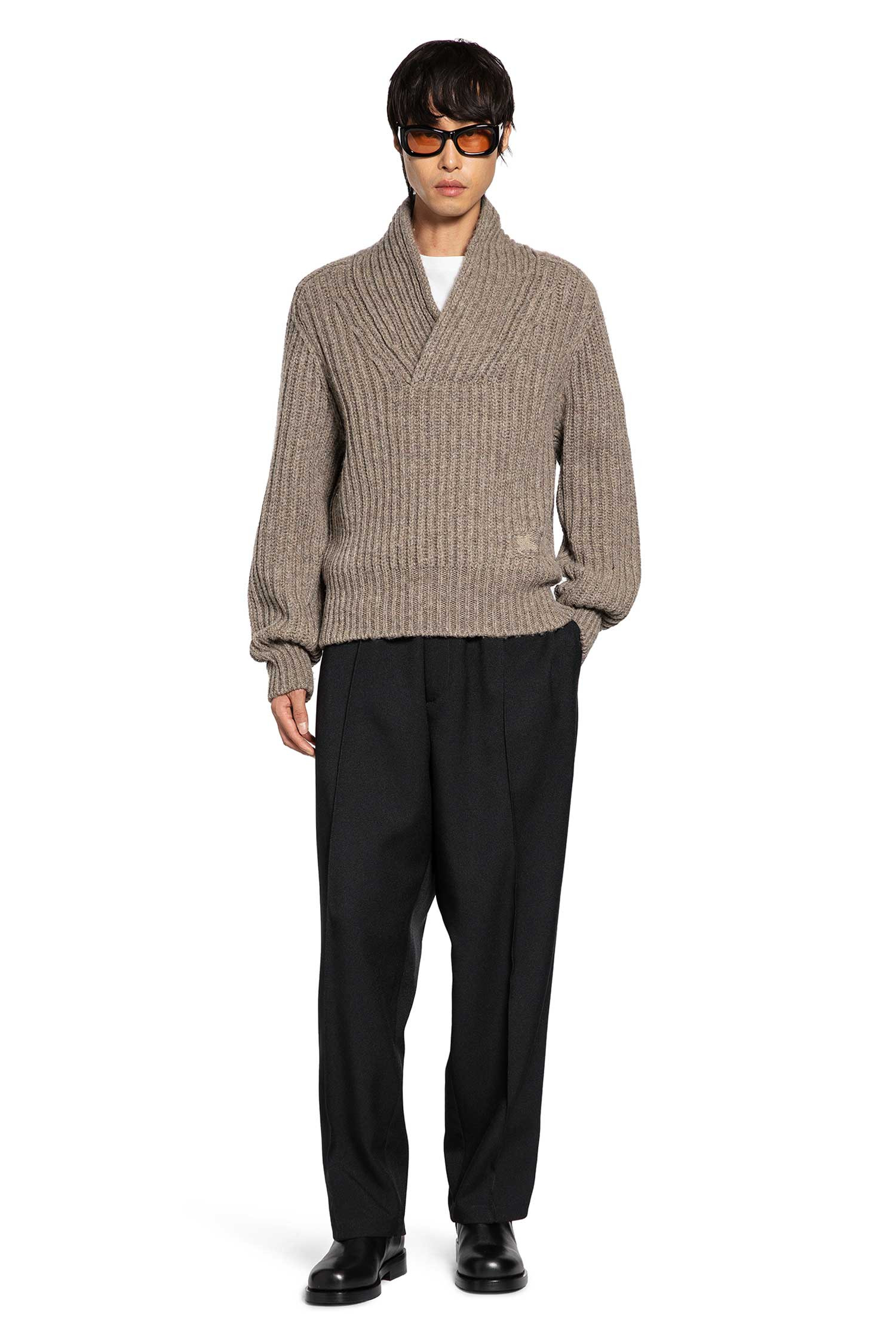 Shawl Collar Wool Sweater - 5