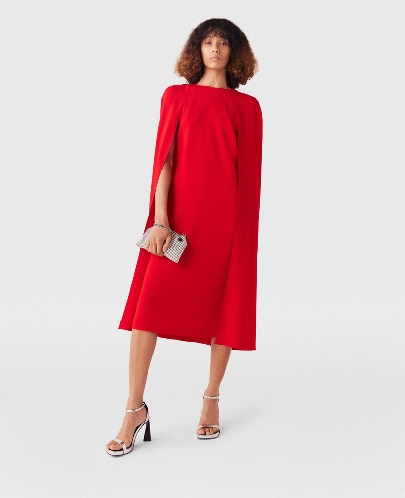 Round Neck Cape Midi Dress - 1