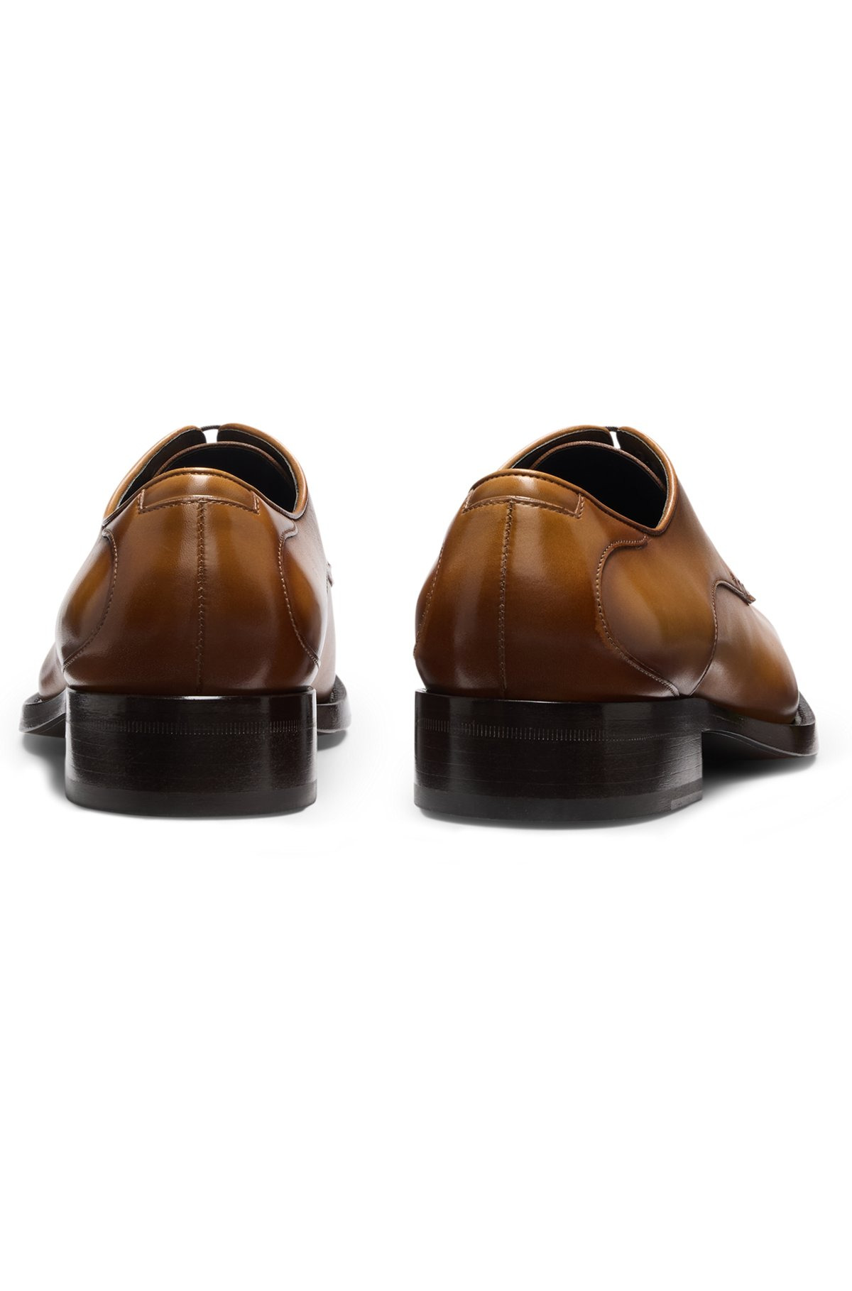 BURNISHED-LEATHER DERBY SHOES WITH STITCH DETAILS - 5