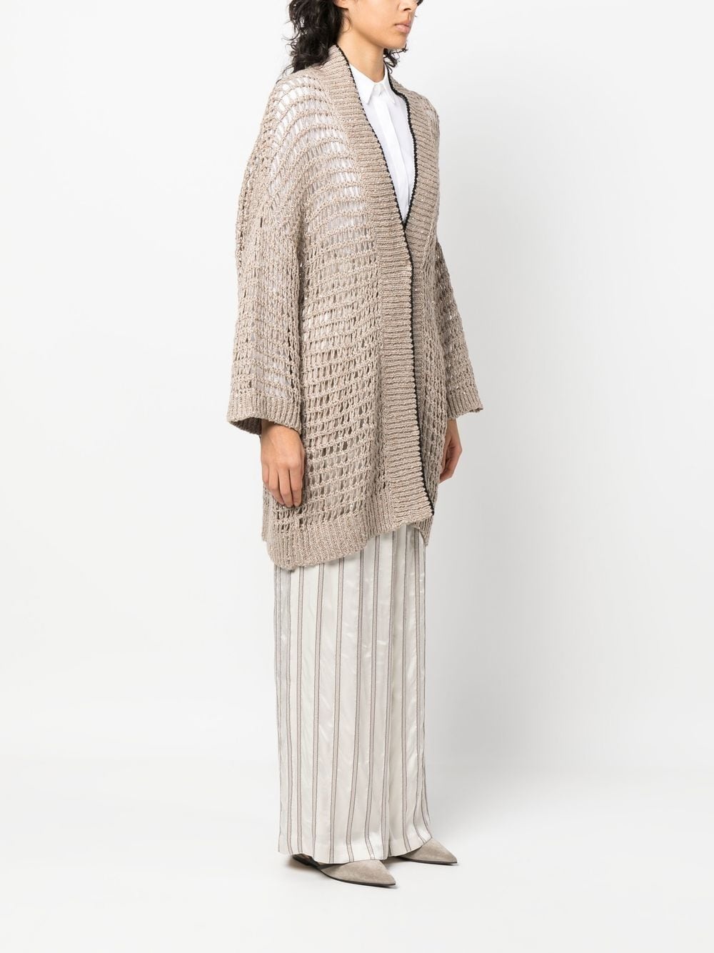 open-knit long-length cardigan - 3