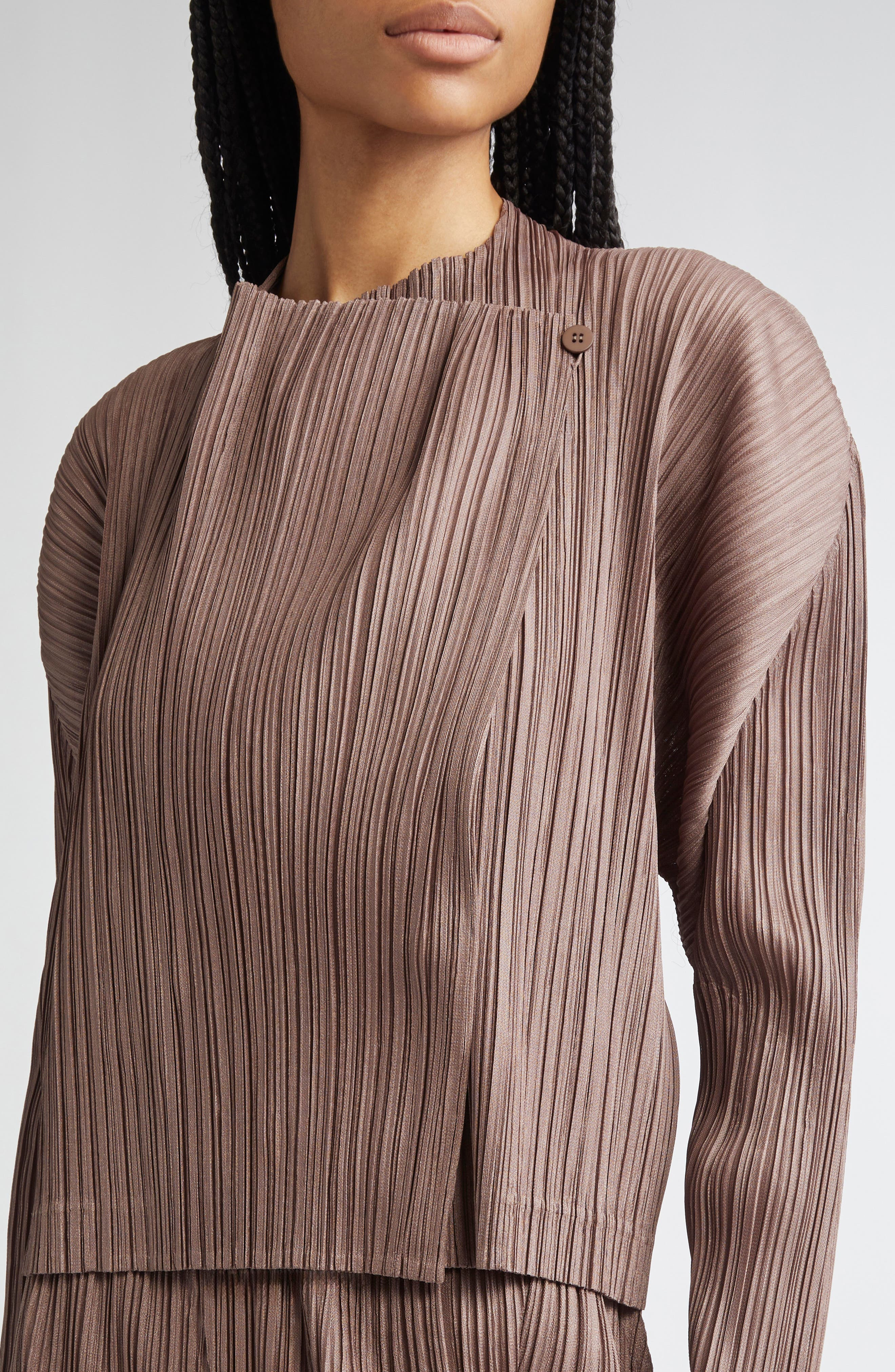 Pleats Please Issey Miyake Pleated Jacket in Brown at Nordstrom - 5
