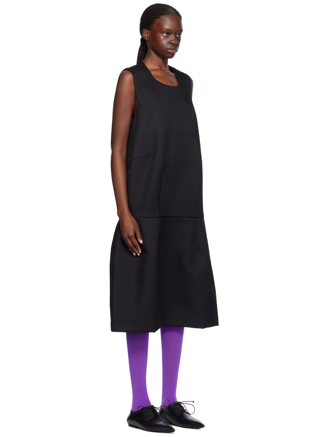 Black Seam Pocket Midi Dress - 2