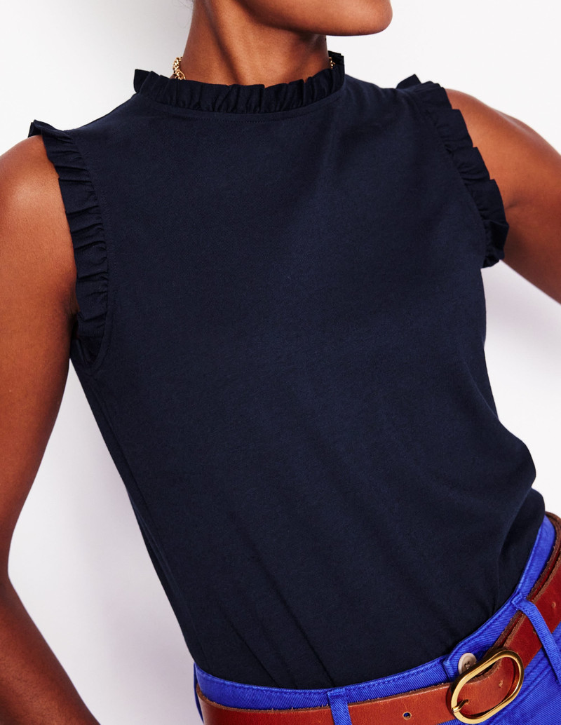 Supersoft Frill Detail Vest-Navy 3