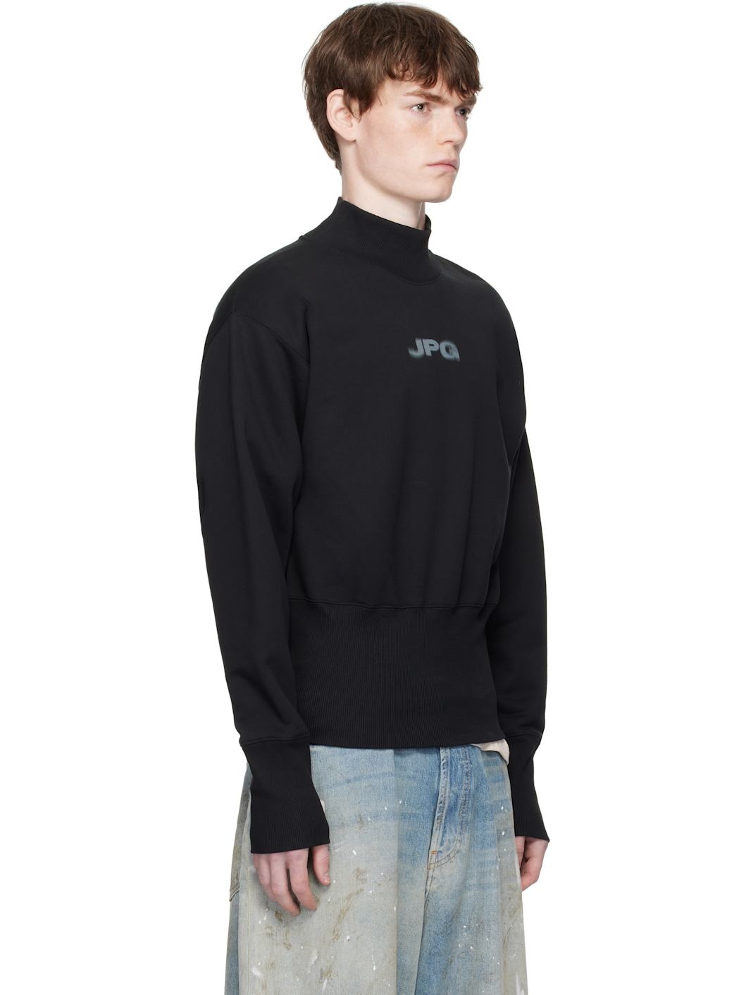 Black Cropped Sweatshirt - 2