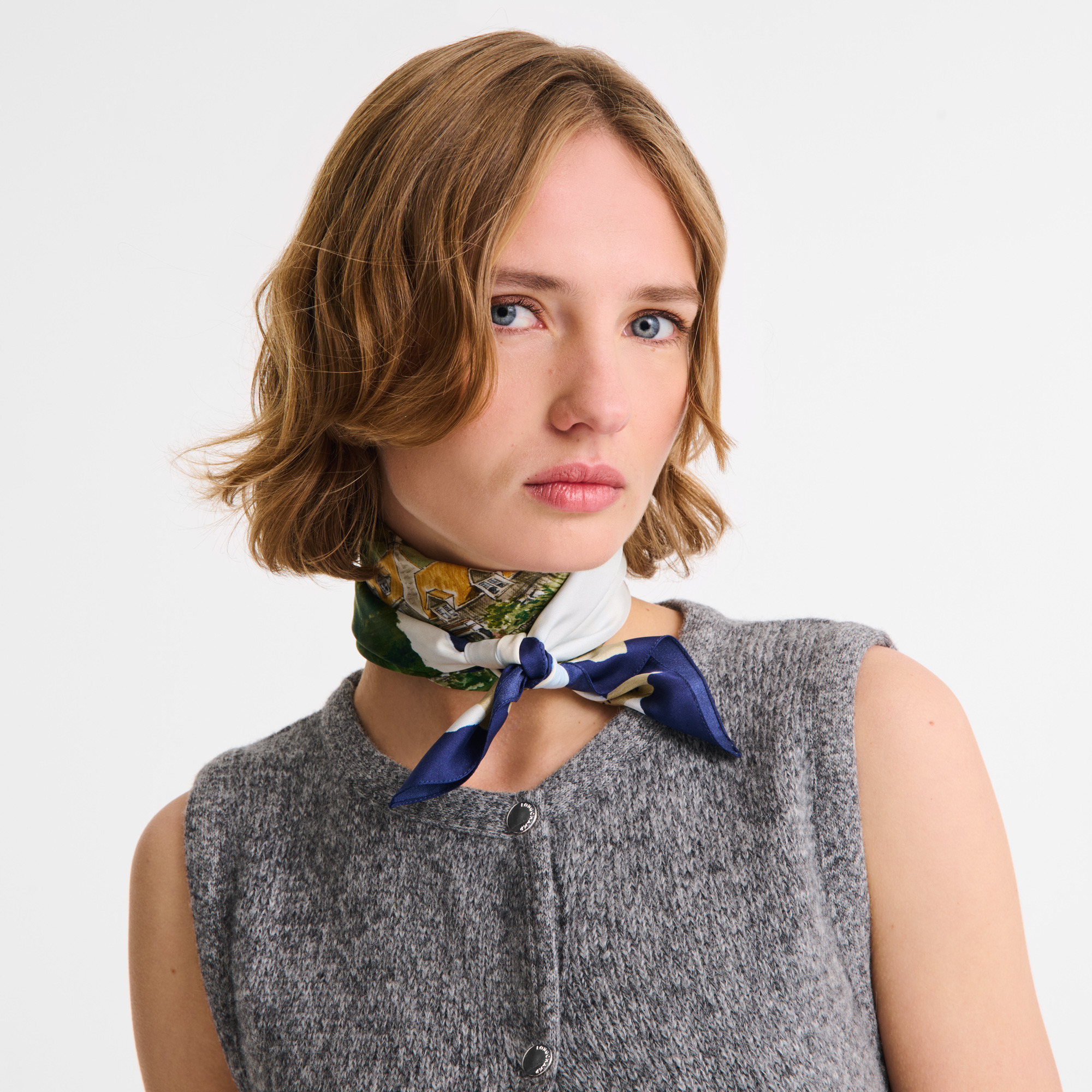 Pastoral Beauty Silk scarf 70 Navy - OTHER - 2