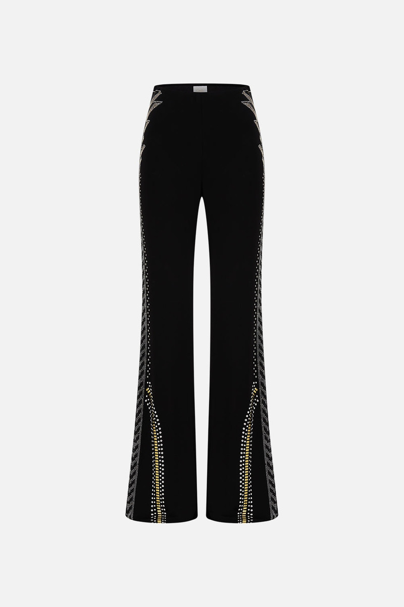 JERSEY FLARE PANT - BLACK/GOLD 1