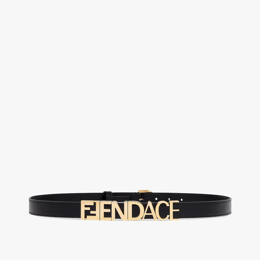 Fendace Black leather  Logo belt - 2
