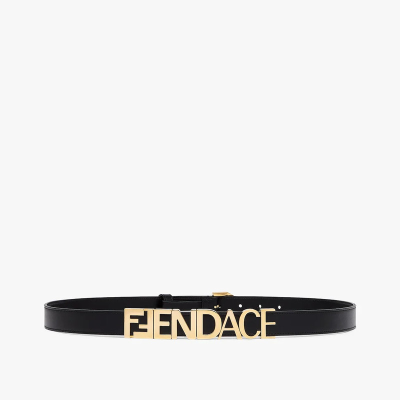 FENDI Fendace Black leather  Logo belt outlook