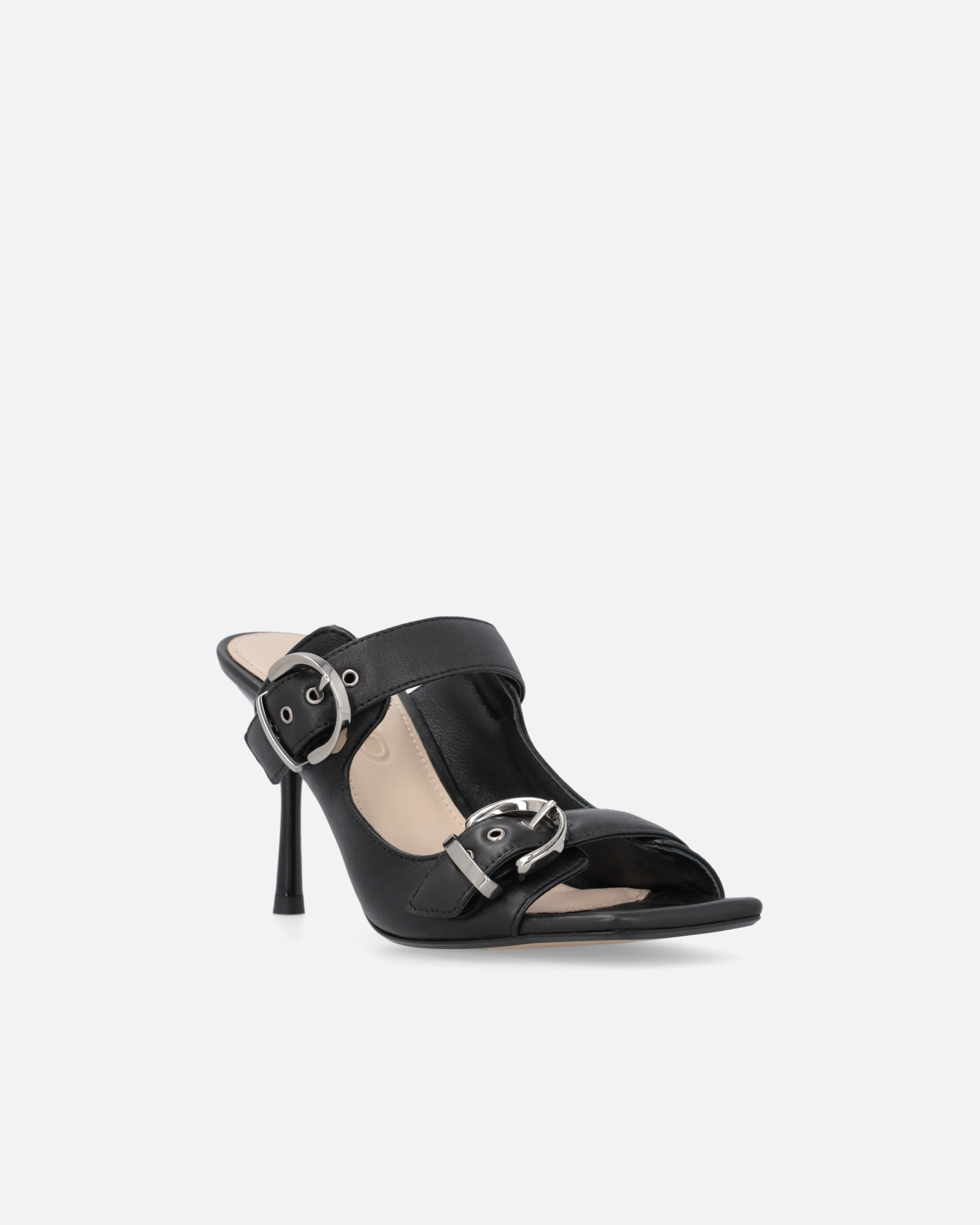 NAPPA LEATHER SANDALS WITH STRAPS AND HEEL - 2