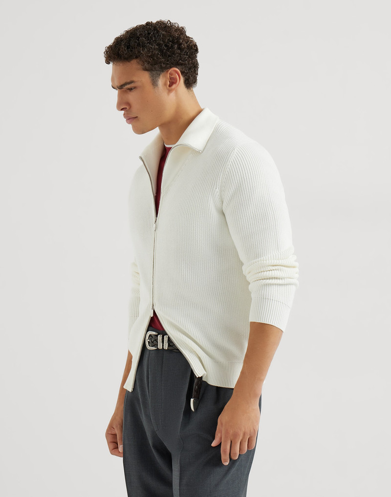 Cotton half English rib cardigan with zipper 5