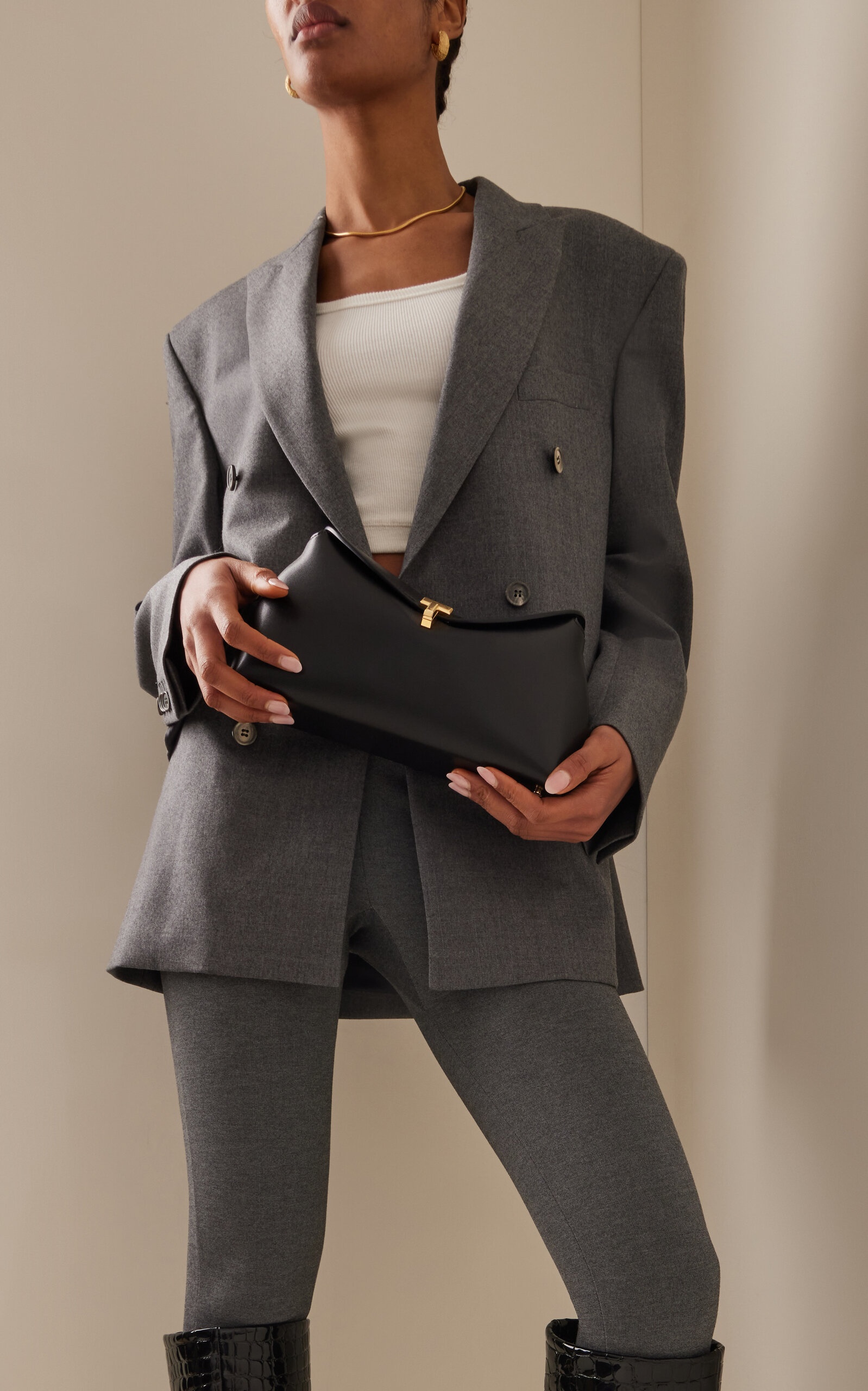 Totême T-Lock Clutch black | modaoperandi | REVERSIBLE