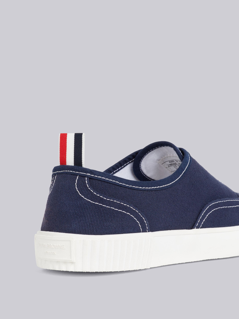 Thom Browne Navy Cotton Canvas Heritage Sneaker outlook