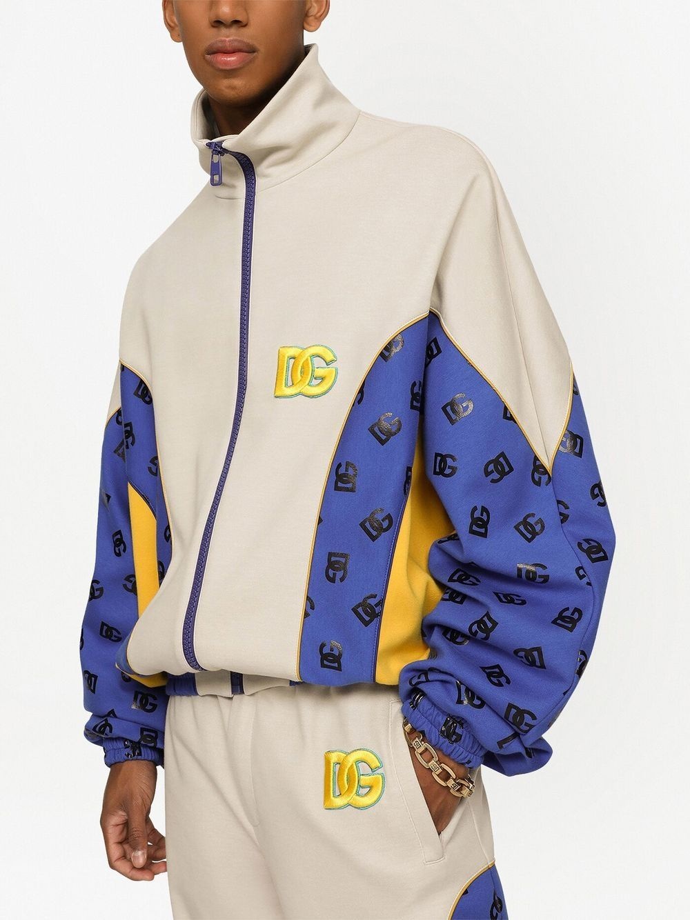 logo-patch knit sports jacket - 5