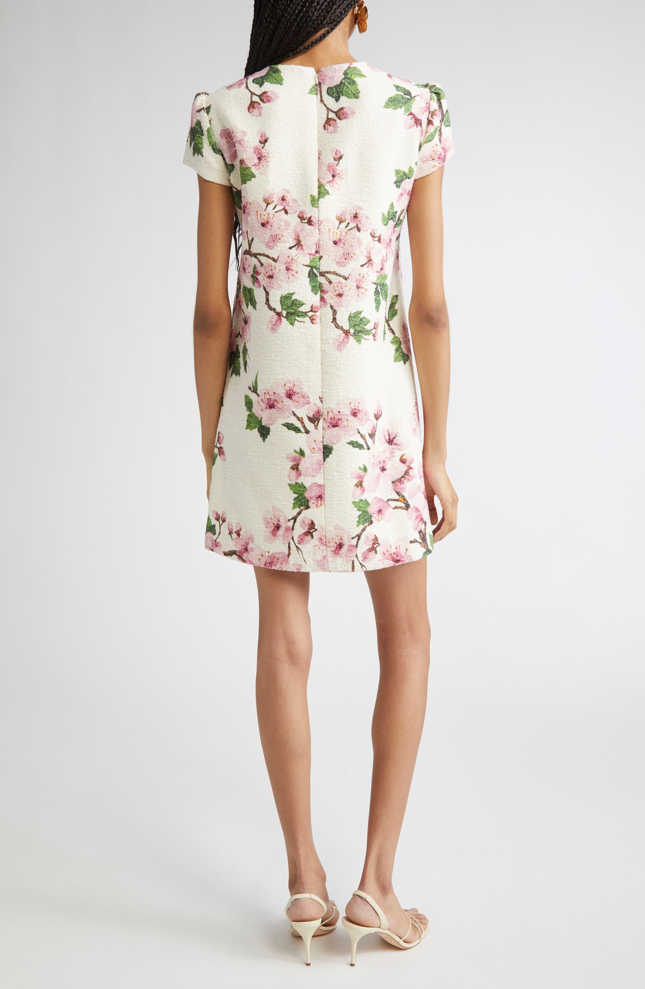 Oscar de la Renta Cherry Blossom Cap Sleeve Shift Dress in Pink/Ivorys at Nordstrom - 2