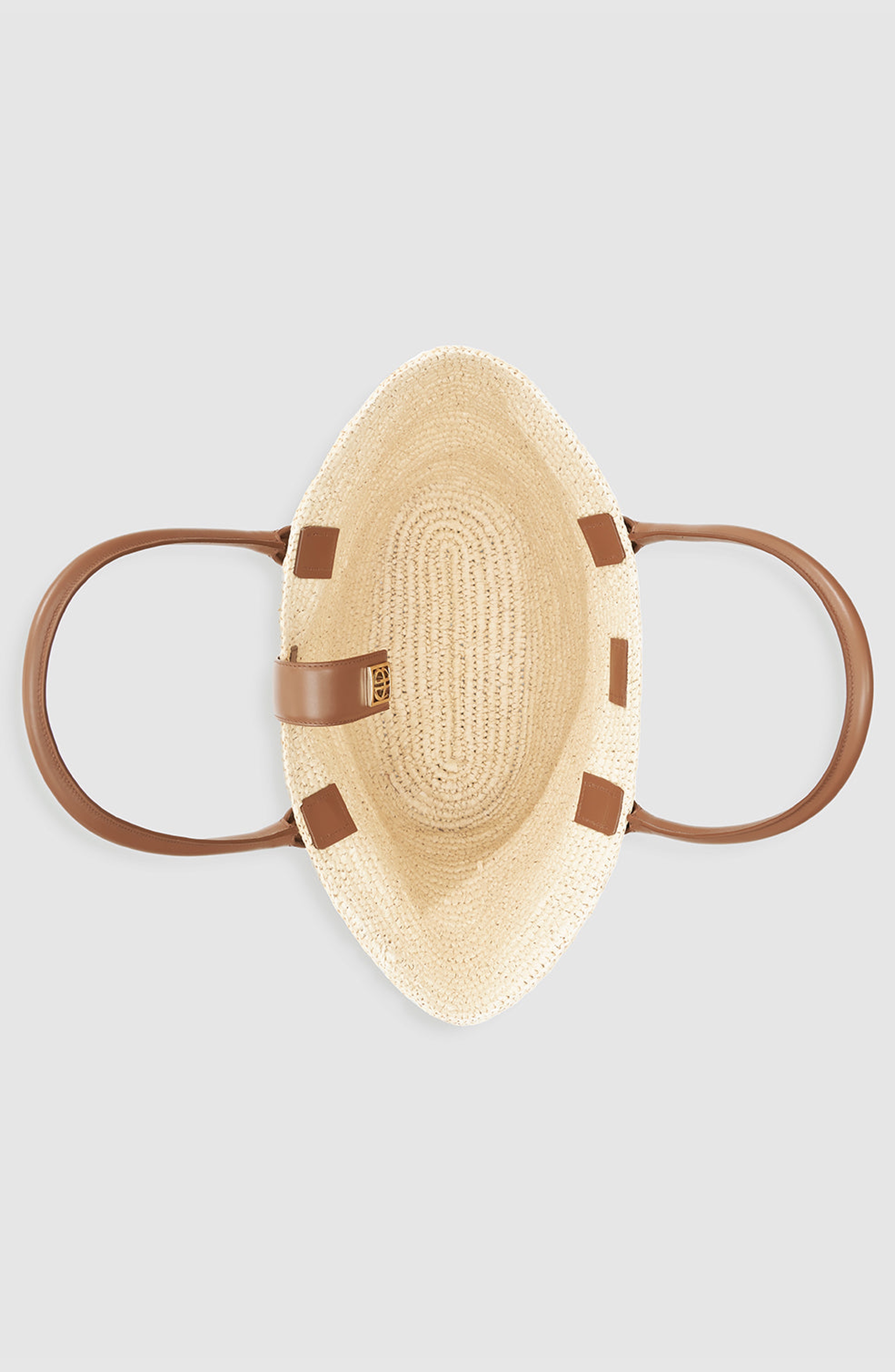 ANINE BING Lou Monogram Tote in Natural /Cognac at Nordstrom - 3