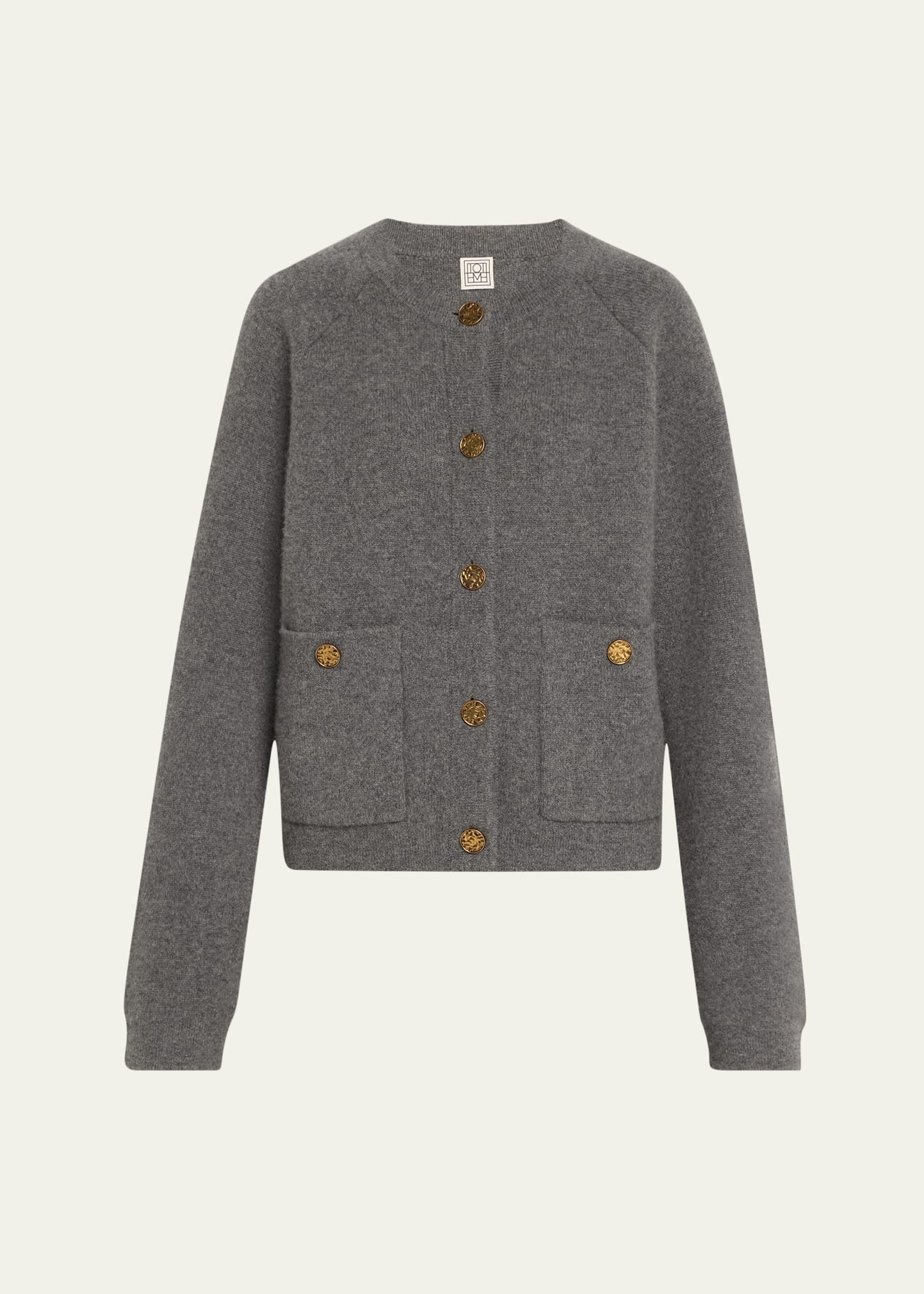 Hammered Button Wool Cashmere Cardigan - 1