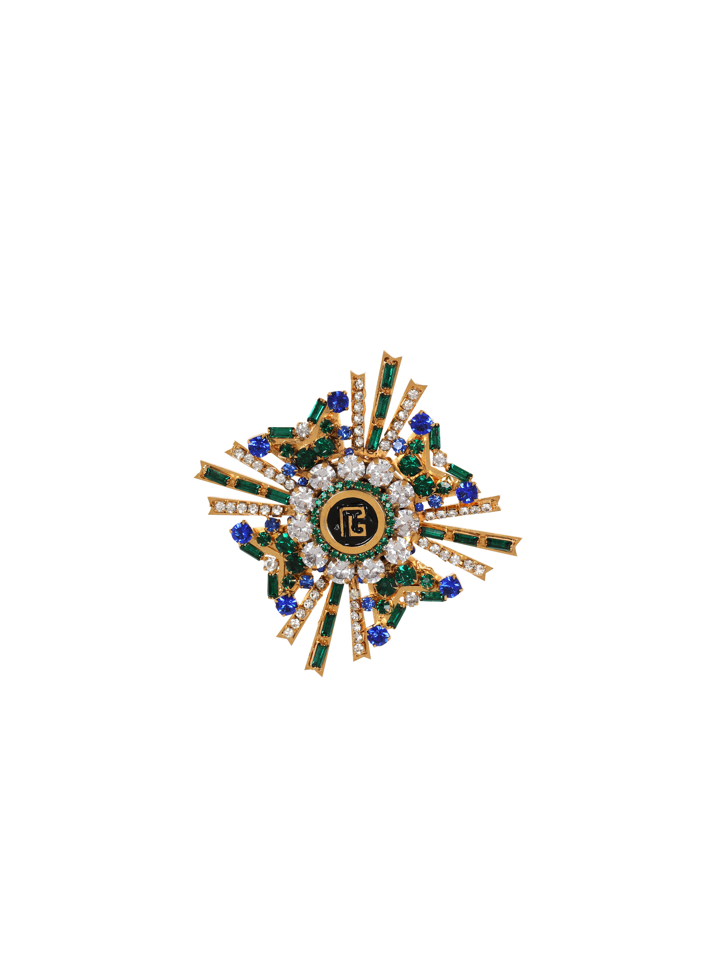 PB lacquered brass and crystal brooch - 1