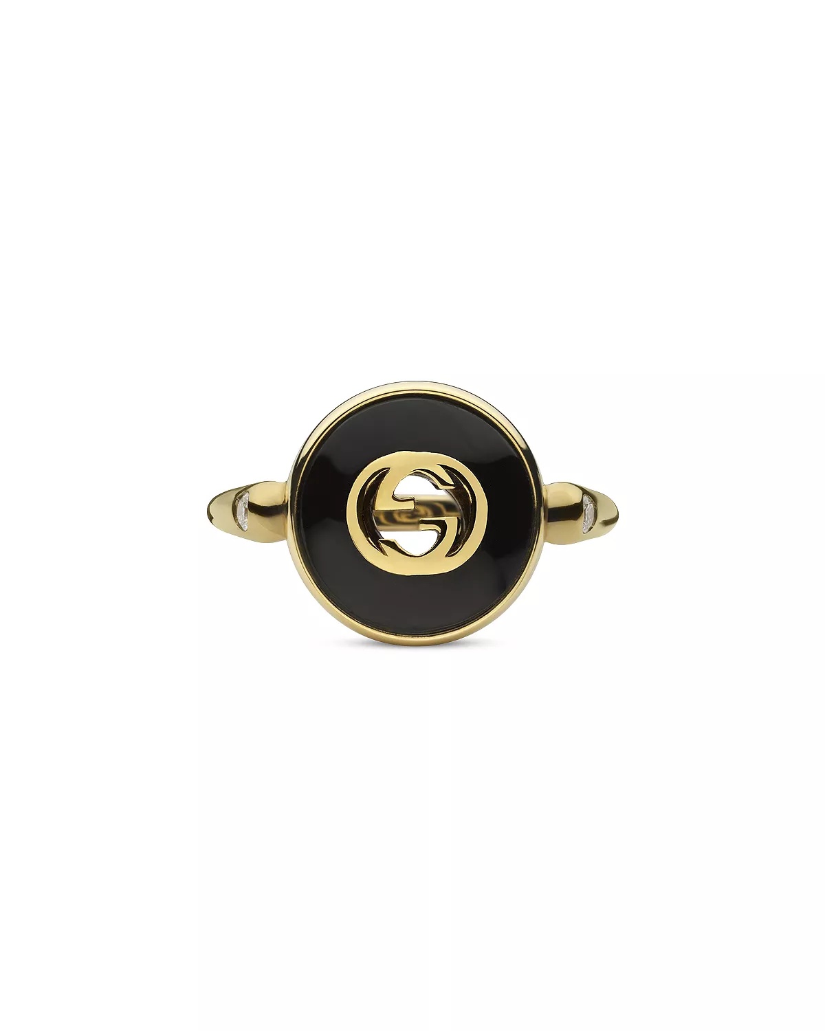 18K Yellow Gold Interlocking Diamond & Black Onyx Ring - 3