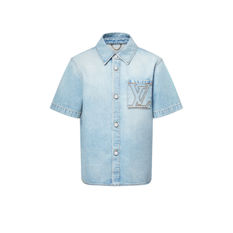 Short-Sleeved Denim Shirt 1