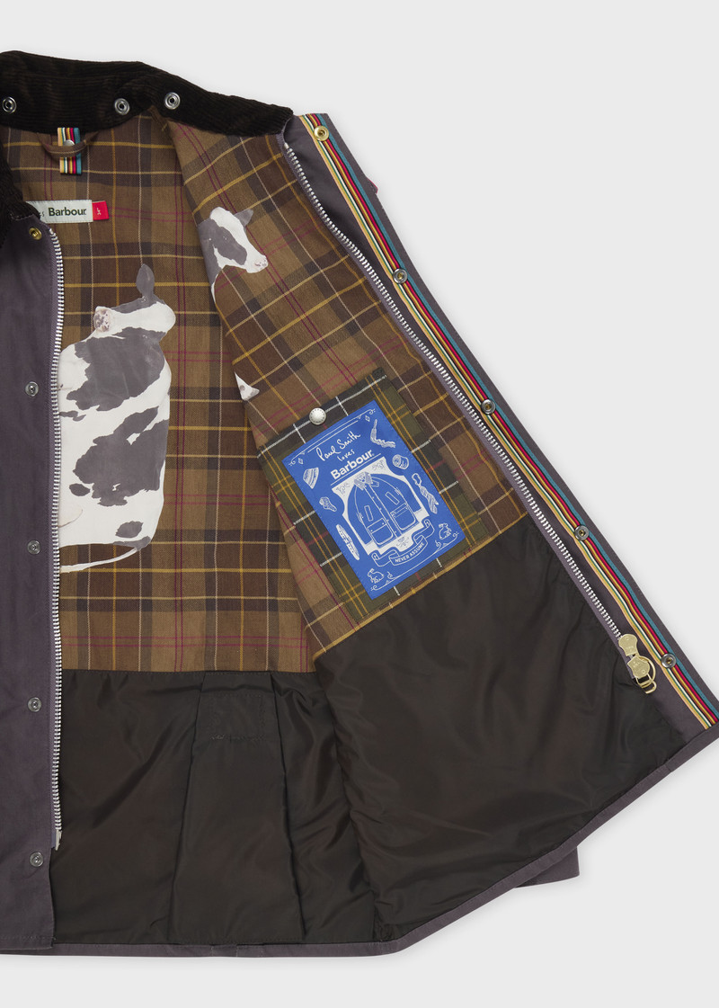 Paul Smith Paul Smith loves Barbour - Grey Lilac Oversized Bedale Wax Jacket outlook